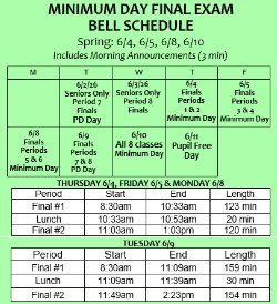 Finals Bell schedule June 2026